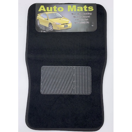 Car Dealer Depot 4 Pc. Carpet Mat Set W/ Heel Pad - Black 9202